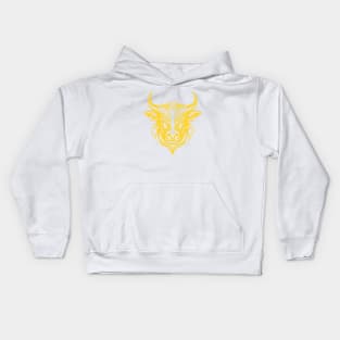 Yellow taurus bull tribal design Kids Hoodie